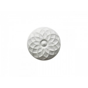 White Ceramic - Flower Design - Cupboard Knob - 5cm Diameter 